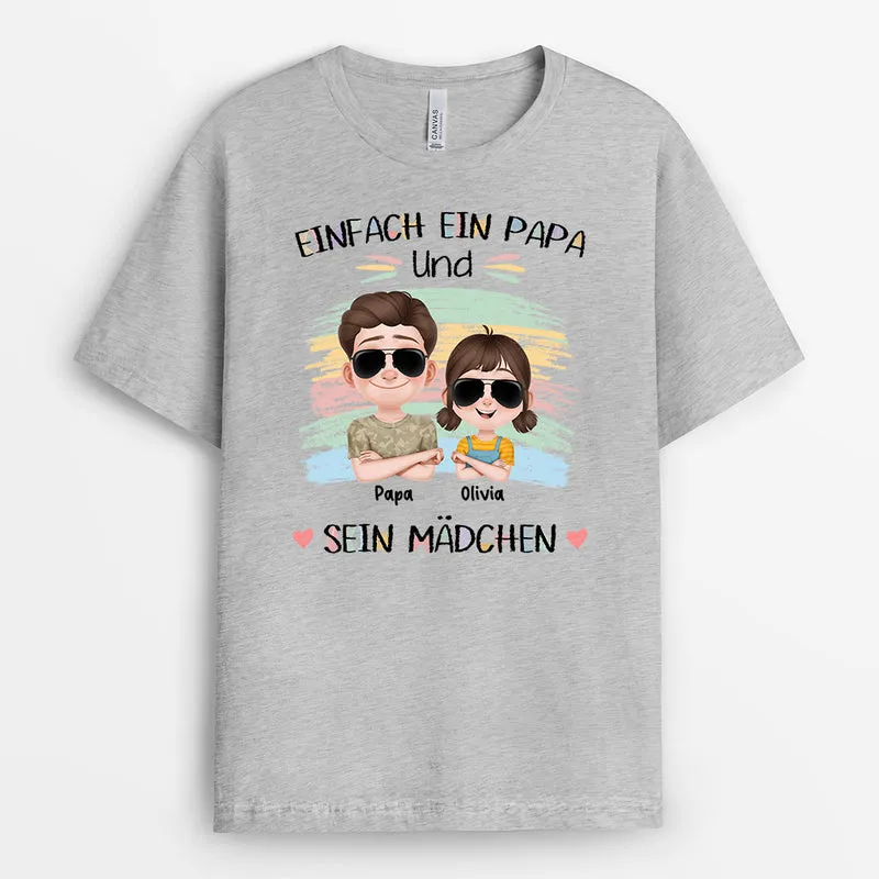 Einfach Ein Papa Mit Seiner Tochter - Personalisiertes Geschenk | Mama Papa Shirt Cartoon Buntstifte