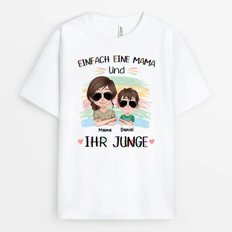 Einfach Ein Papa Mit Seiner Tochter - Personalisiertes Geschenk | Mama Papa Shirt Cartoon Buntstifte