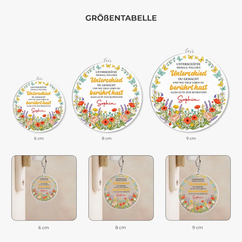 Unterschätze Niemals Welchen Unterschied Du Gemacht Und Wie Viele Leben Du Berührt Hast - Personalisierte Geschenke Zum Ruhestand | Acryl Schlüsselanhänger