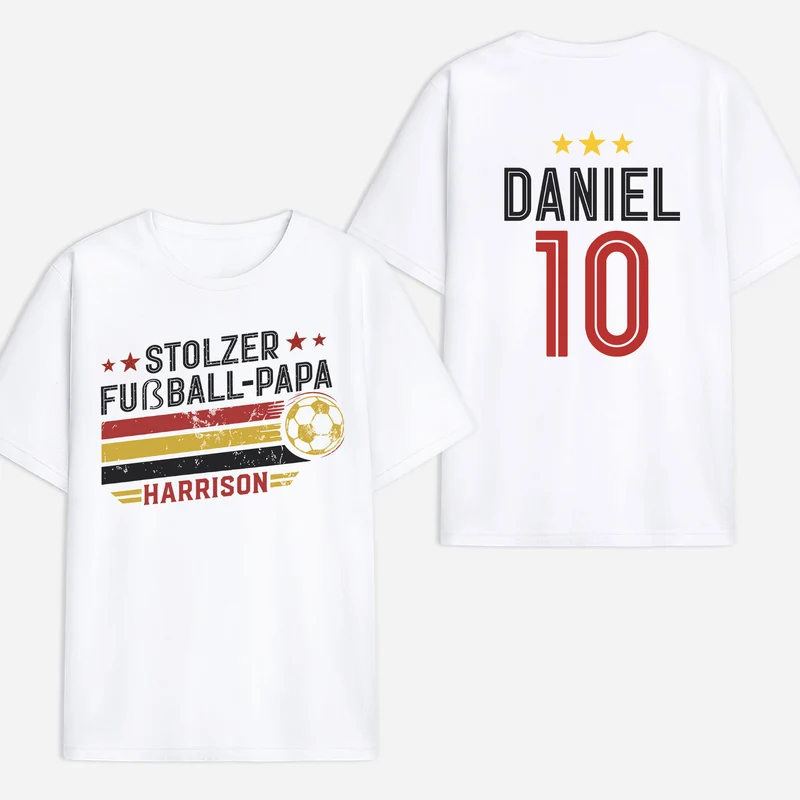 Stolze Fußball-Mama Stolzer Fußball-Papa Sterne - Personalisiertes Geschenk | T Shirt Bedrucken Beidseitig