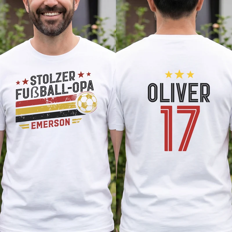 Stolze Fußball-Mama Stolzer Fußball-Papa Sterne - Personalisiertes Geschenk | T Shirt Bedrucken Beidseitig