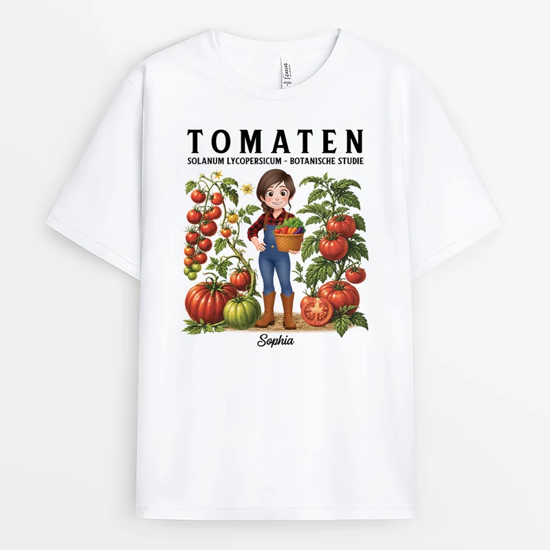 Tomaten Solanum Lycopersicum Botanische Studie - Personalisiertes Geschenk Garten | Shirt Herren Damen