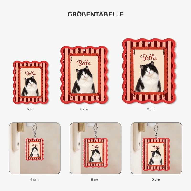 Katze + Erdbeere - Personalisierte Geschenke Foto | Acryl Schlüsselanhänger