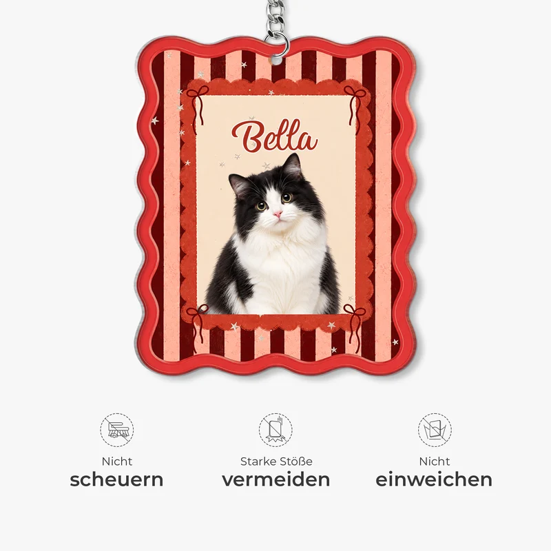 Katze + Erdbeere - Personalisierte Geschenke Foto | Acryl Schlüsselanhänger