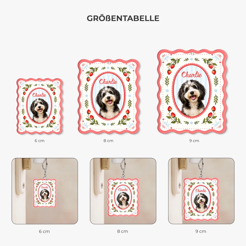 Hund + Erdbeere - Personalisierte Geschenke Foto | Acryl Schlüsselanhänger
