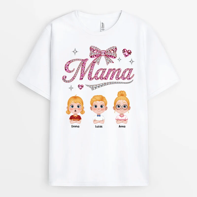 Mama Diamanten - Personalisiertes Geschenk | Oma Mama T Shirt Weiß