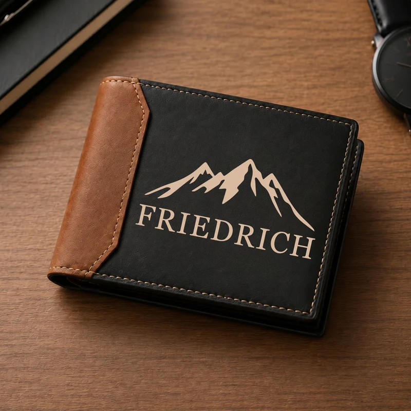 Alphabet Name Buchstabieren - Personalisiertes Geschenk | Premium Leder Portemonnaie Herren UV Druck