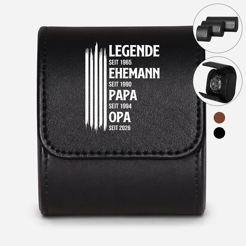 Legende Ehemann Papa Opa - Personalisiertes Geschenk | Uhrenetui Leder Weiß