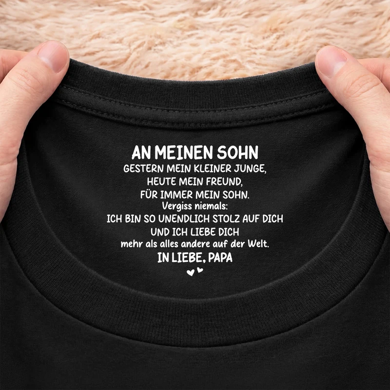 Ich Liebe Dich Mehr Als Alles Andere Auf Der Welt - Personalisiertes Geschenk | Schwarzes T Shirt Nackenlabel Drucken Sohn Tochter Männer Frauen