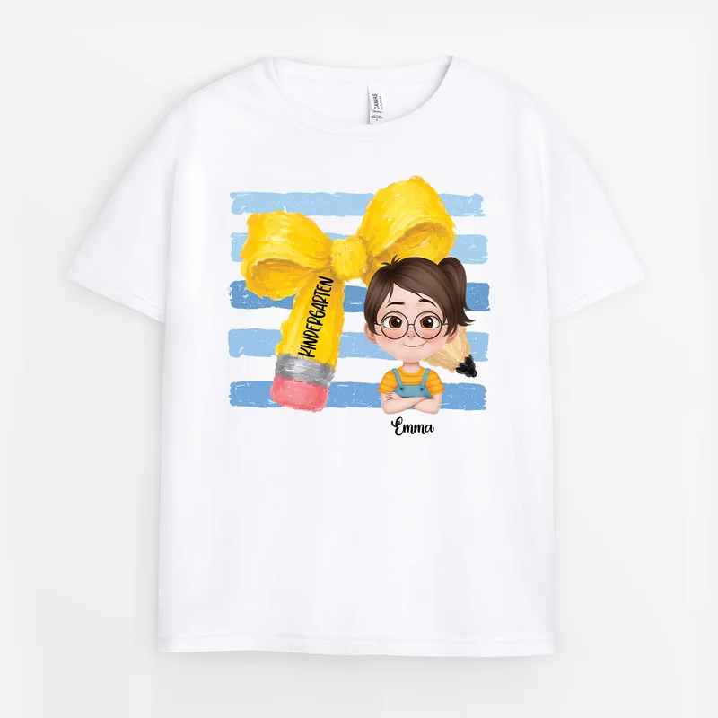 Kindergarten Geschenkschleife Bleistift - Personalisierte Geschenke Kinder | T Shirts Cartoon