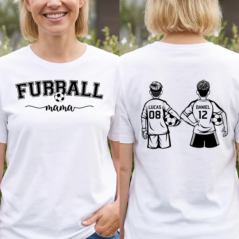 Fußball - Personalisiertes Geschenk | T Shirt Bedrucken Beidseitig Papa Mama