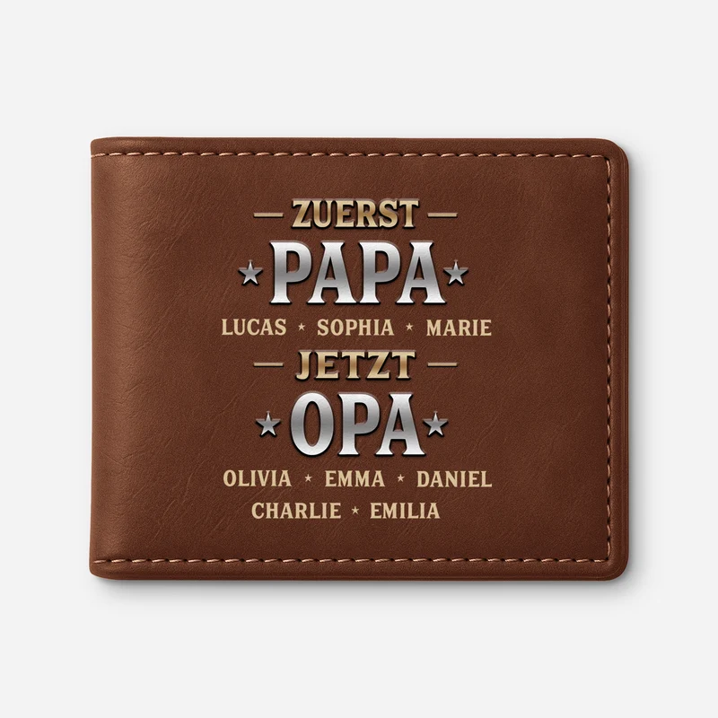 [3D-Optik] Zuerst Papa Jetzt Opa - Personalisiertes Geschenk | Portemonnaie Herren