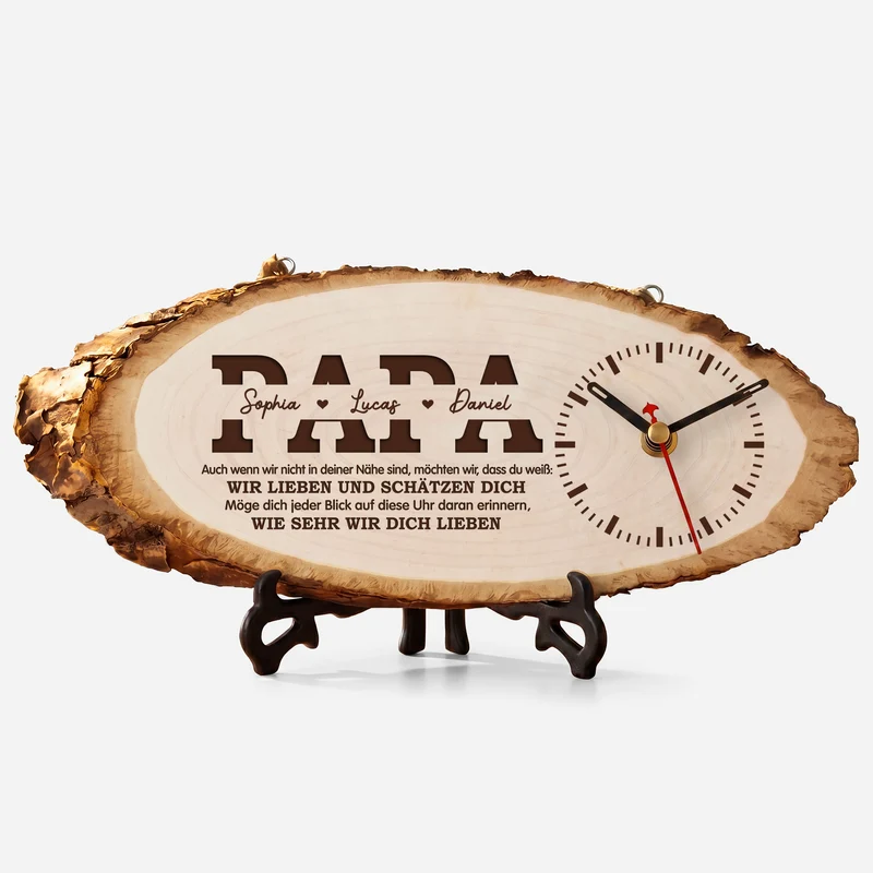 Wir Lieben Und Schätzen Dich - Personalisiertes Geschenk | Uhr Holzscheibe Papa Mama