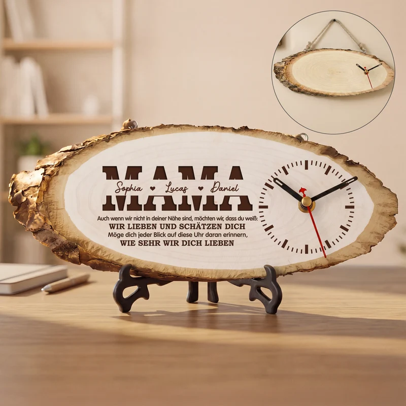 Wir Lieben Und Schätzen Dich - Personalisiertes Geschenk | Uhr Holzscheibe Papa Mama