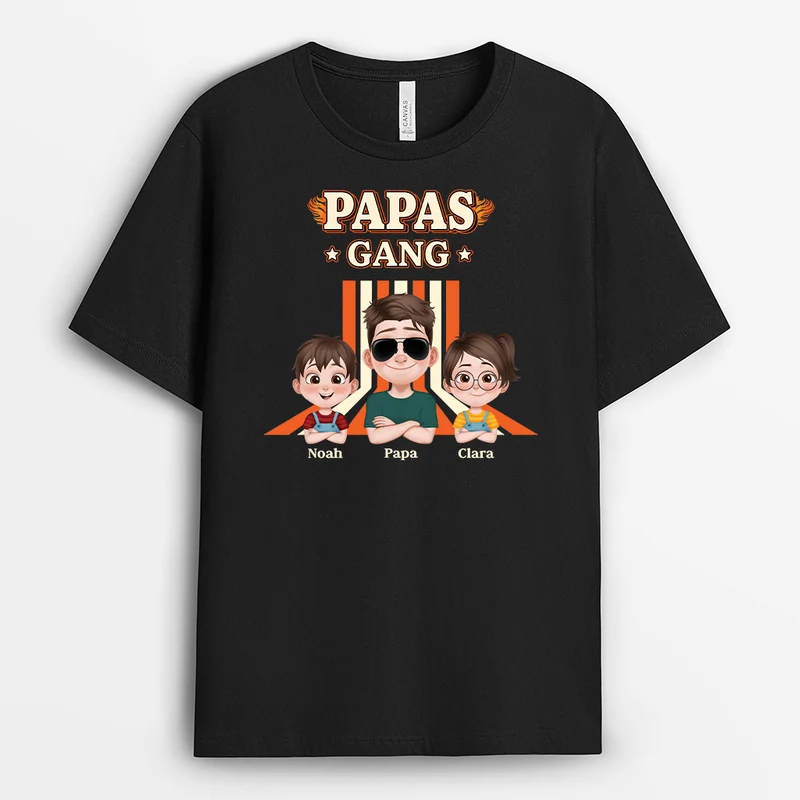 Papas Gang - Personalisiertes Geschenk | Opa Papa Shirt Cartoon Tarnmuster Flamme
