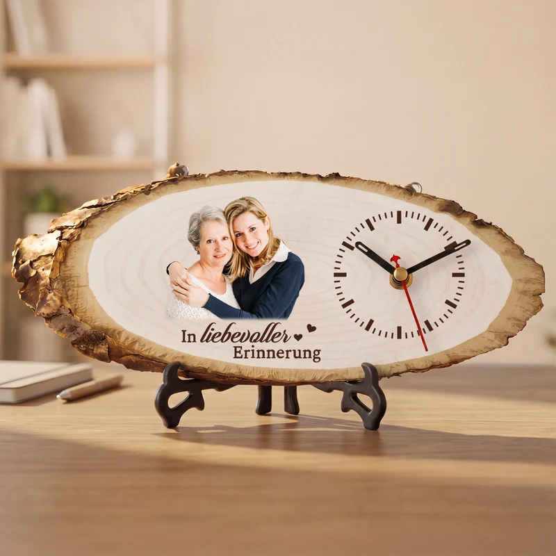 Ich Bin Immer Bei Dir - Personalisierte Trauergeschenke | Uhr Holzscheibe Foto Papa Mama