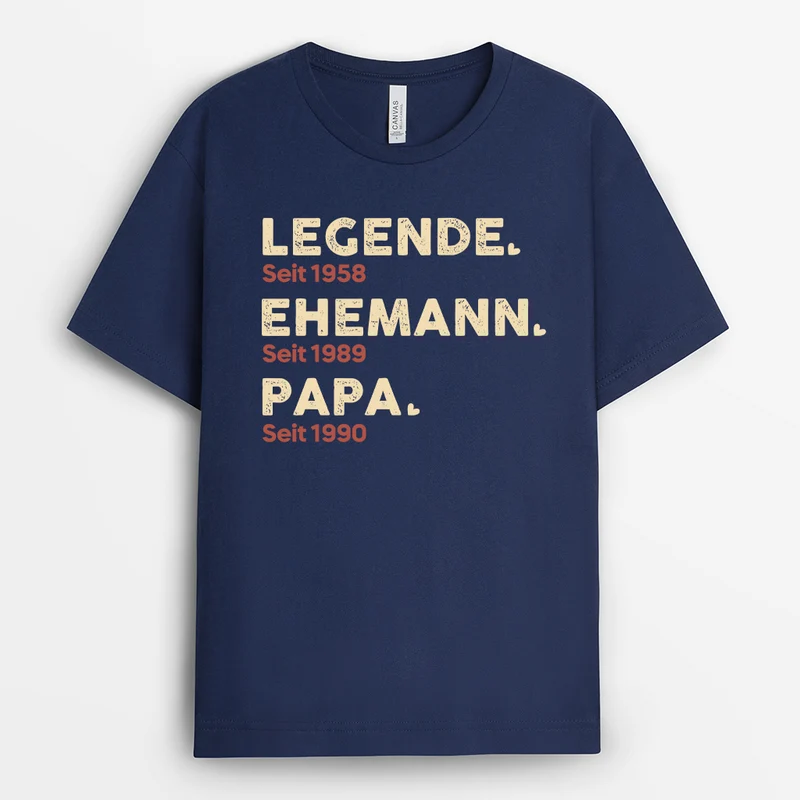 Legende Ehemann Papa Opa - Personalisiertes Geschenk | T-Shirt Opa Vintage Herzen