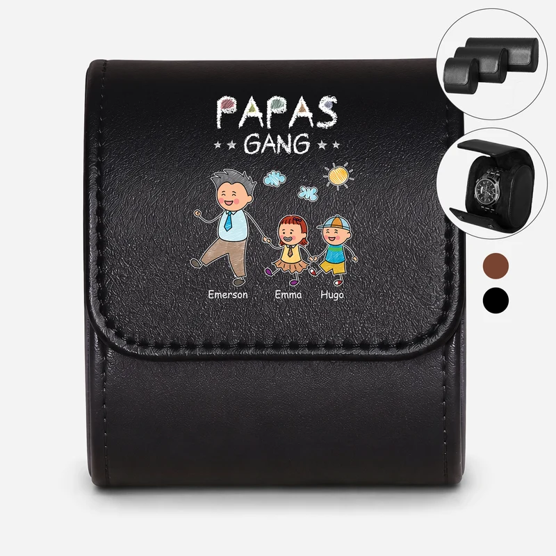 Papas Gang Buntstifte - Personalisiertes Geschenk | Uhrenetui Leder Papa Opa