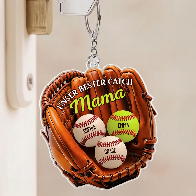 [3D-Optik] Unser bester Catch Papa Mama - Personalisiertes Geschenk | Acryl Schlüsselanhänger