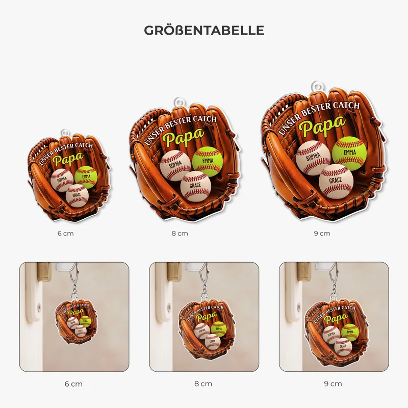[3D-Optik] Unser bester Catch Papa Mama - Personalisiertes Geschenk | Acryl Schlüsselanhänger