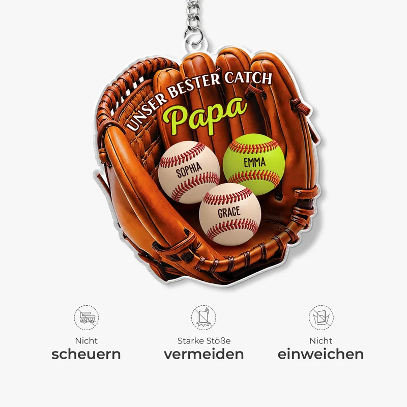 [3D-Optik] Unser bester Catch Papa Mama - Personalisiertes Geschenk | Acryl Schlüsselanhänger