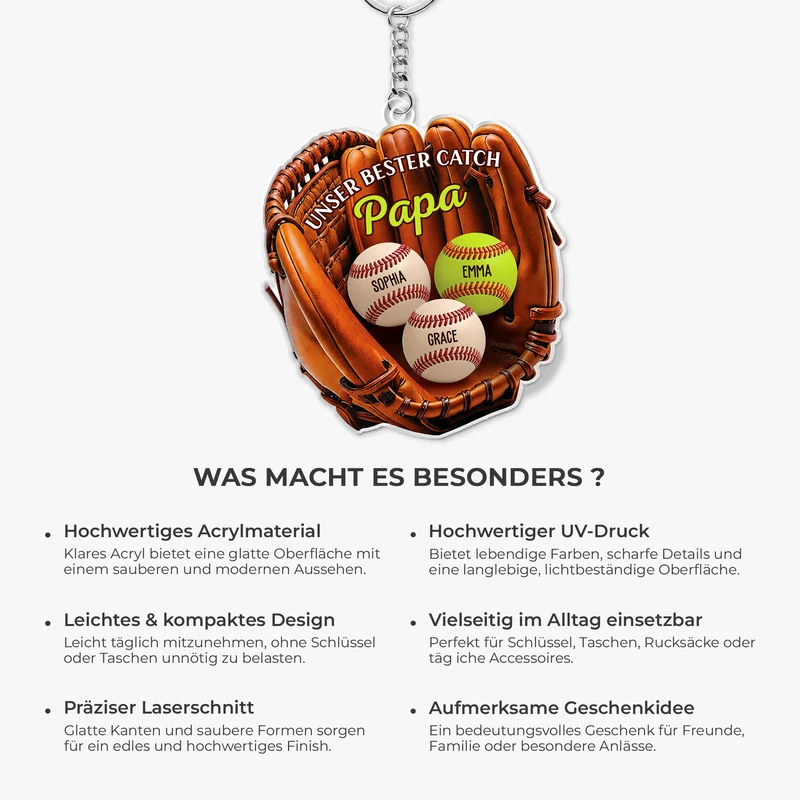 [3D-Optik] Unser bester Catch Papa Mama - Personalisiertes Geschenk | Acryl Schlüsselanhänger