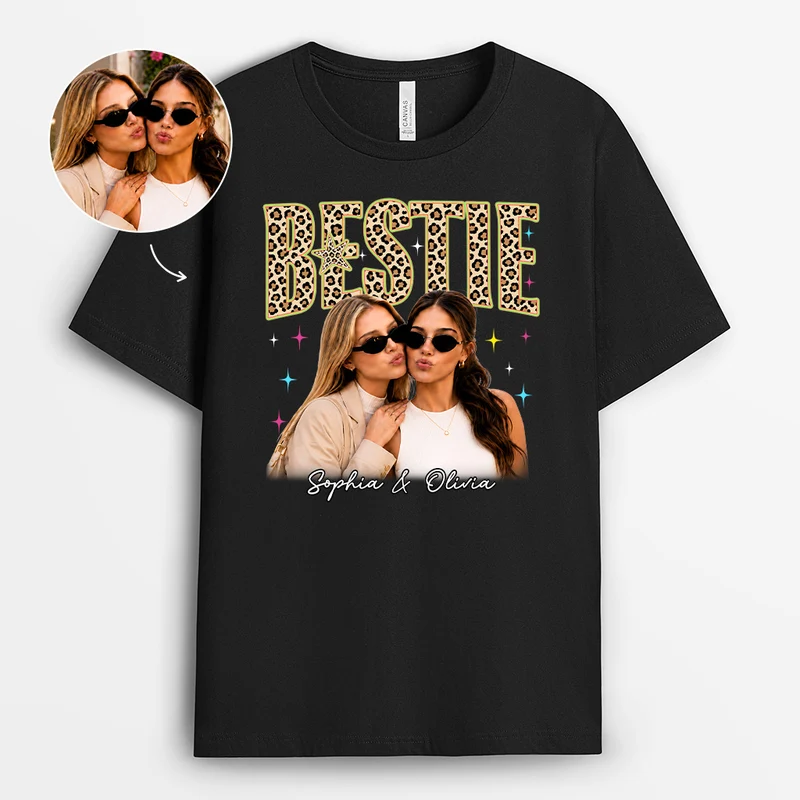 Besties - Personalisierte Geschenke Foto | Freundschafts T Shirts Schwarz