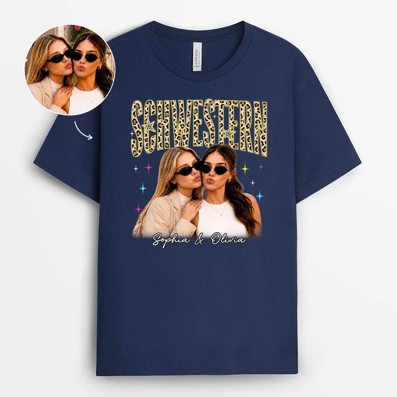 Besties - Personalisierte Geschenke Foto | Freundschafts T Shirts Schwarz