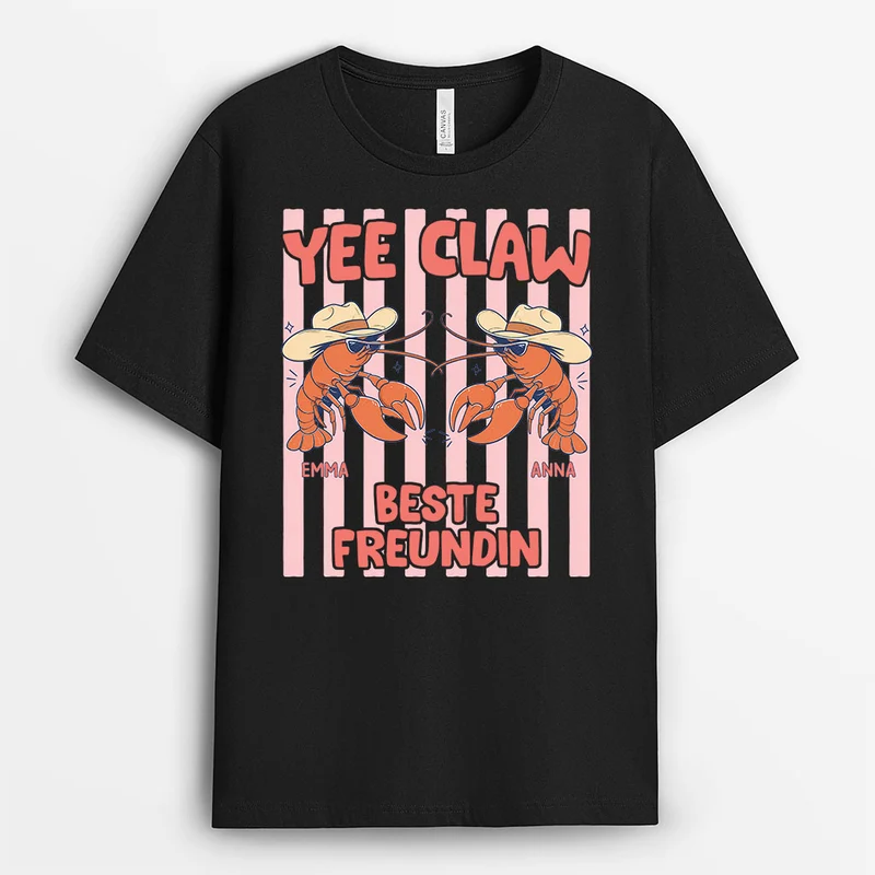 Yee-Claw Besties - Personalisiertes Geschenk | Freundschafts T Shirts Schwarz