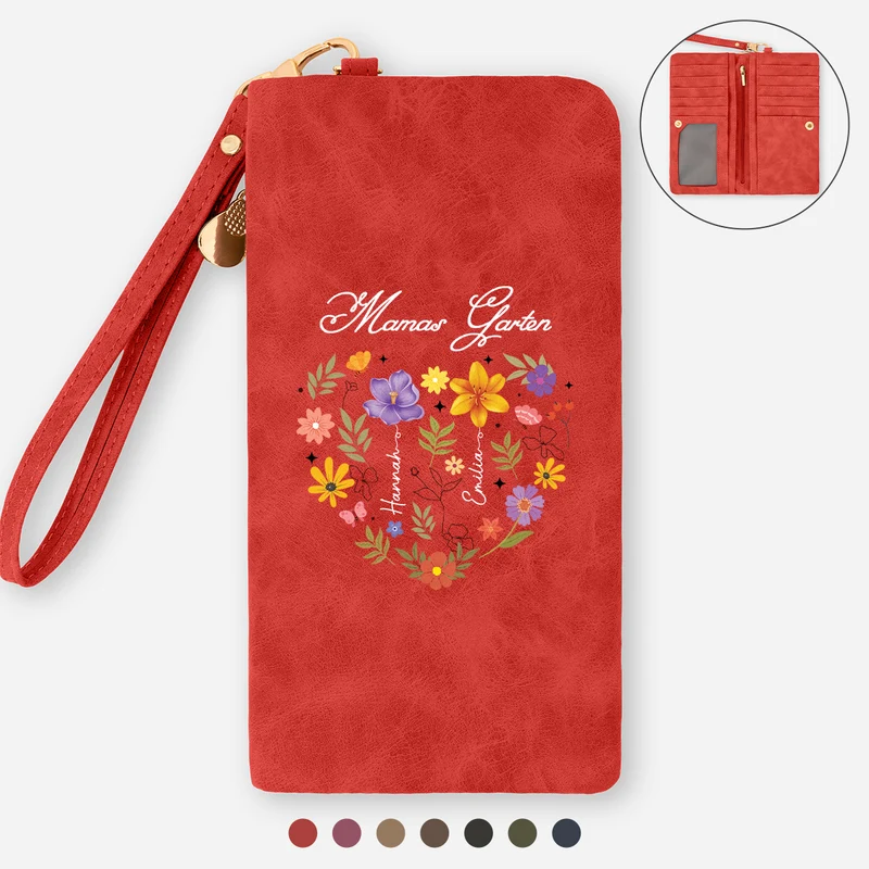 Mamas Garten Herz - Personalisiertes Geschenk | Wristlet Geldbörse Mama Oma