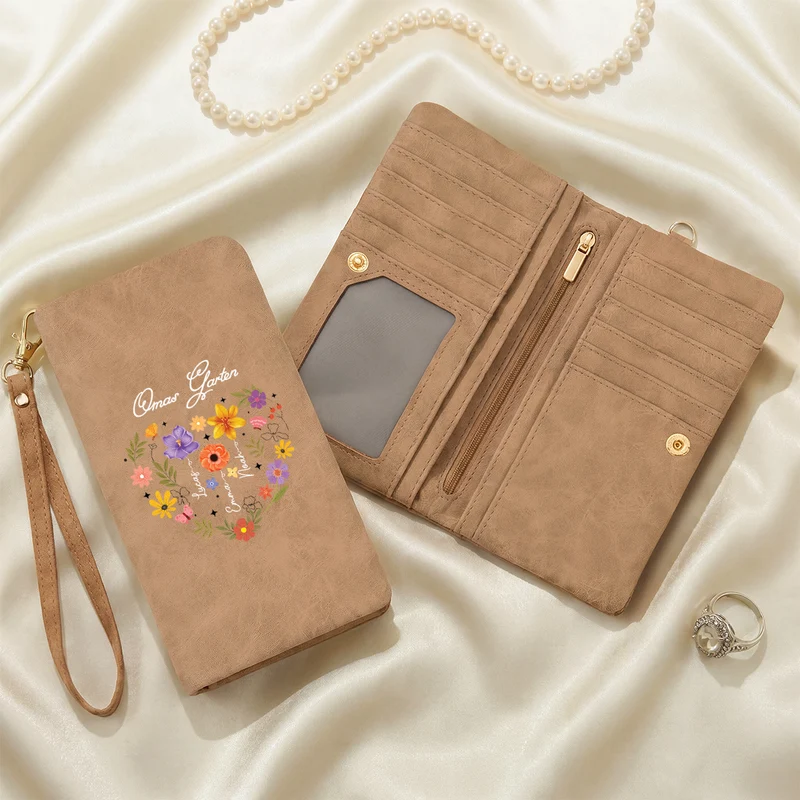 Mamas Garten Herz - Personalisiertes Geschenk | Wristlet Geldbörse Mama Oma