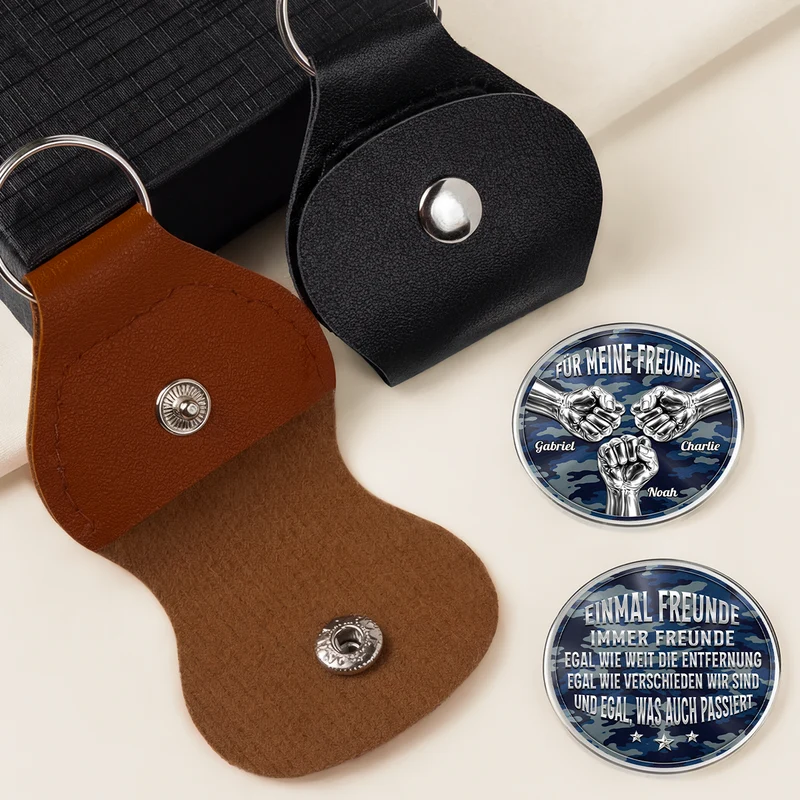 [3D-Optik] Einmal Bruder Immer Bruder - Personalisiertes Geschenk | Pocket Hug Schlüsselanhänger Bro Shake