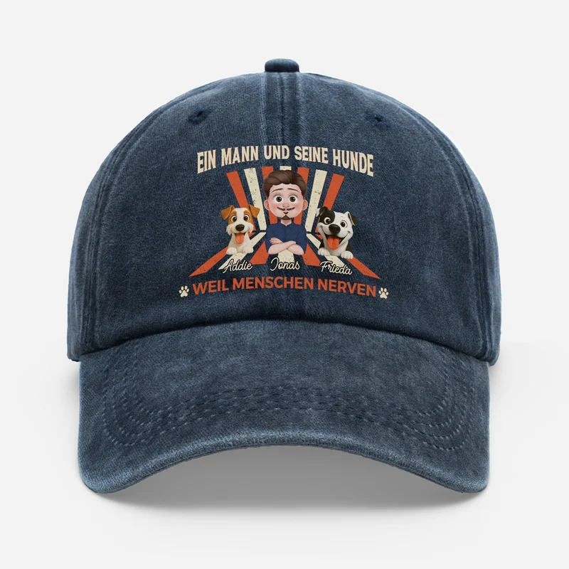 Ein Mann & Sein Hund Weil Menschen Nerven - Personalisiertes Geschenk | Washed Cap