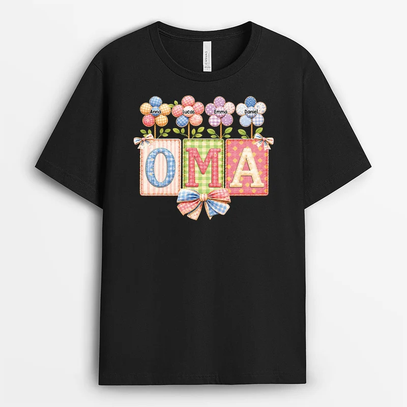 Mama Mit Kindernamen Patchwork - Personalisiertes Geschenk | Oma Mama T Shirt