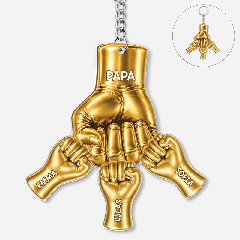[3D-Optik] Opa Papa Faust Gold - Personalisiertes Geschenk | Acryl Schlüsselanhänger