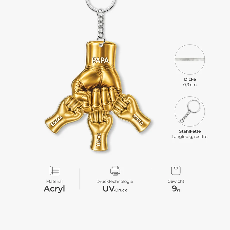 [3D-Optik] Opa Papa Faust Gold - Personalisiertes Geschenk | Acryl Schlüsselanhänger