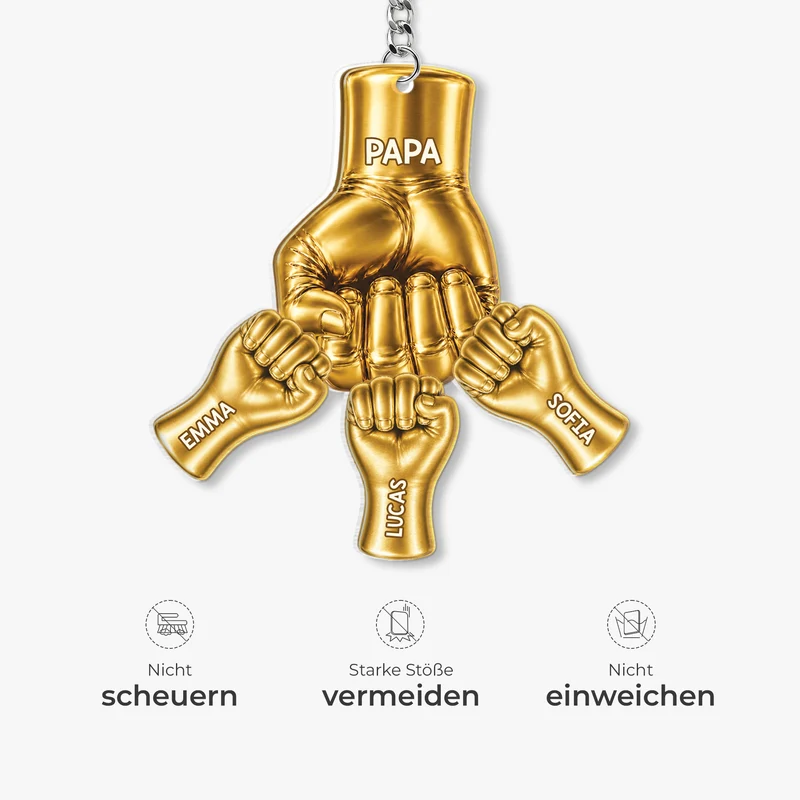 [3D-Optik] Opa Papa Faust Gold - Personalisiertes Geschenk | Acryl Schlüsselanhänger