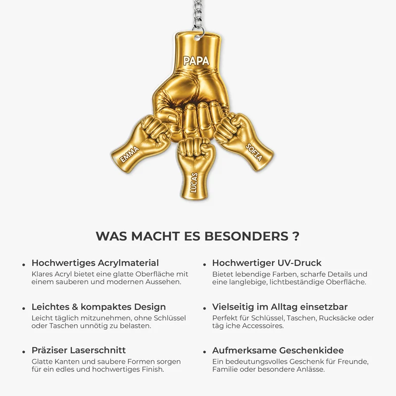 [3D-Optik] Opa Papa Faust Gold - Personalisiertes Geschenk | Acryl Schlüsselanhänger