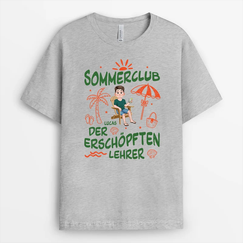 Sommer-Club Der Erschöpften Lehrerinnen - Personalisiertes Geschenk Lehrer | Cartoon T Shirt