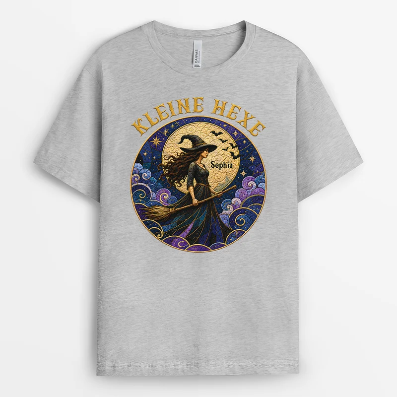 [3D-Optik] Kleine Hexe - Personalisiertes Geschenk | T Shirts Damen Halloween Weiß
