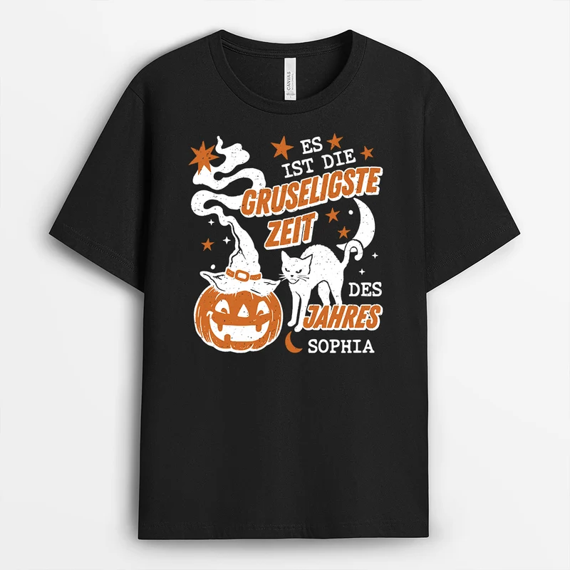 Es Ist Die Gruseligste Zeit Des Jahres - Personalisiertes Geschenk | Shirt Halloween Damen Männer Schwarz