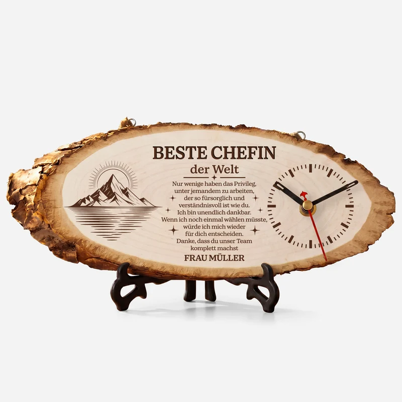 Bester Chef Der Welt - Personalisiertes Geschenk | Uhr Holzscheibe Chef Kollegen