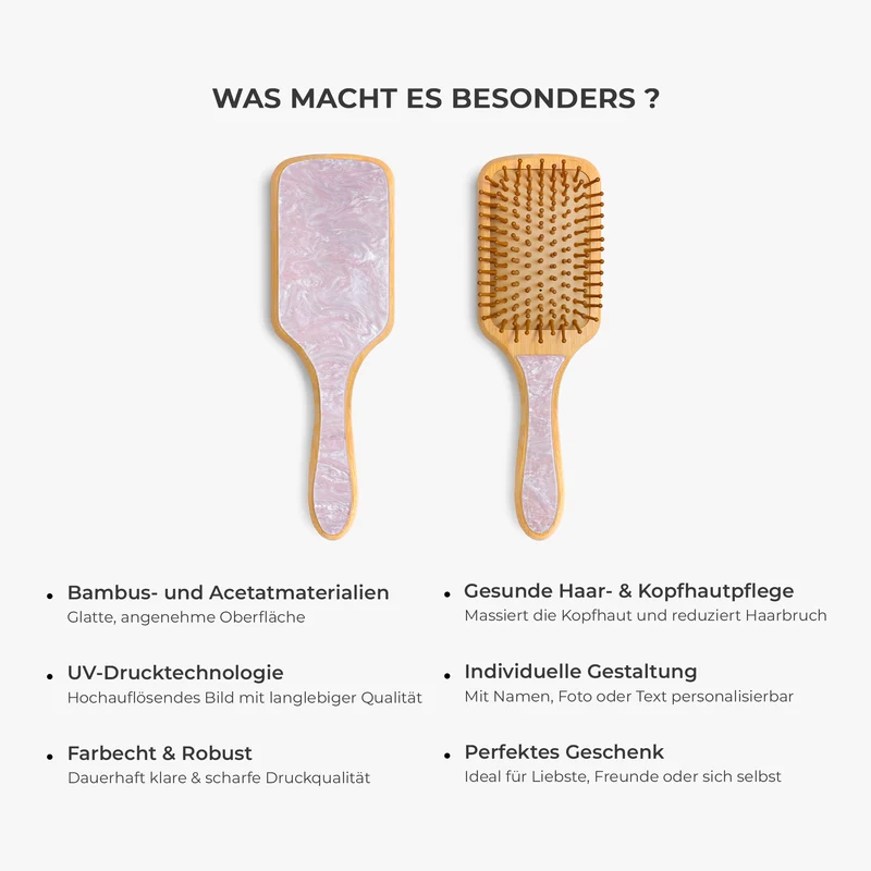 Omas Garten Hier Wächst Die Liebe - Personalisiertes Geschenk | UV Druck Acetat & Holz Haarbürste Mama/Oma