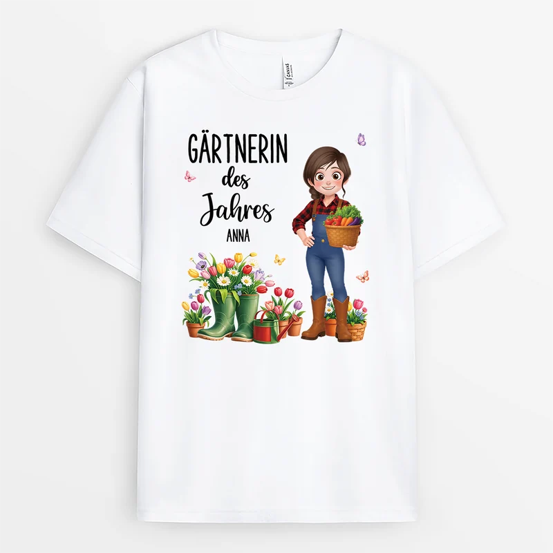 Gärtner Des Jahres - Personalisiertes Geschenk | Garten T Shirt Weiß
