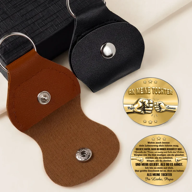 [3D-Optik] Vergiss Nie Du Bist Mutiger Als Du Glaubst - Personalisiertes Geschenk | Pocket Hug Schlüsselanhänger Sohn Enkel Tochter Enkelin