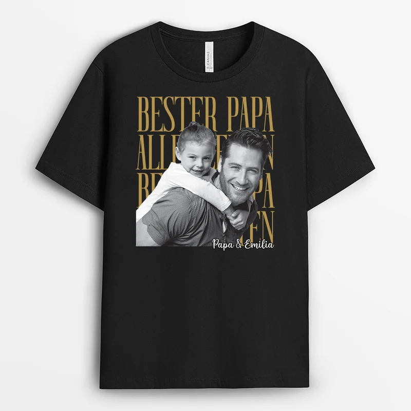 Bester Papa Aller Zeiten - Personalisierte Geschenke Foto | T Shirt Papa Mama