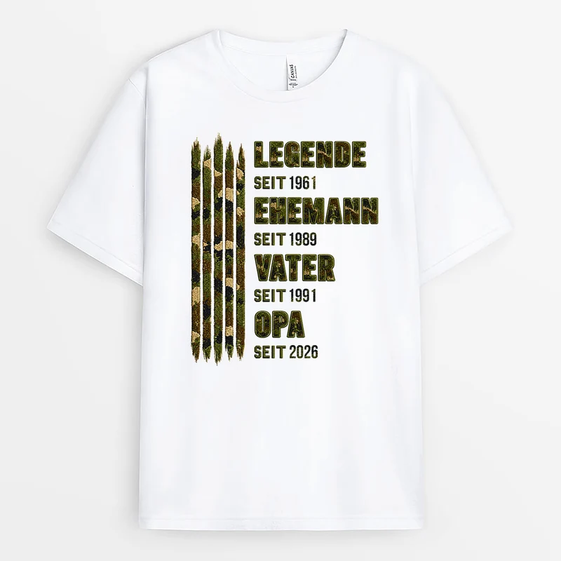 [3D-Optik] Legende Ehemann Papa Opa Camouflage - Personalisiertes Geschenk | T-Shirt Opa