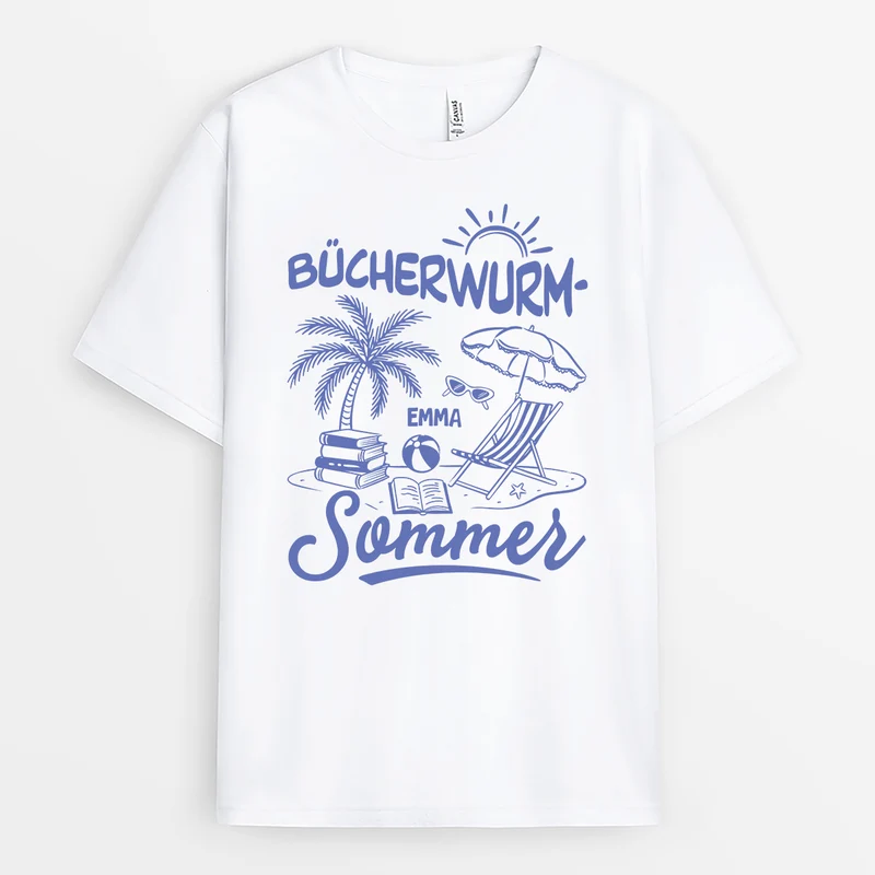 Bücherwurm-Sommer - Personalisiertes Geschenk | T Shirts Damen Sommer
