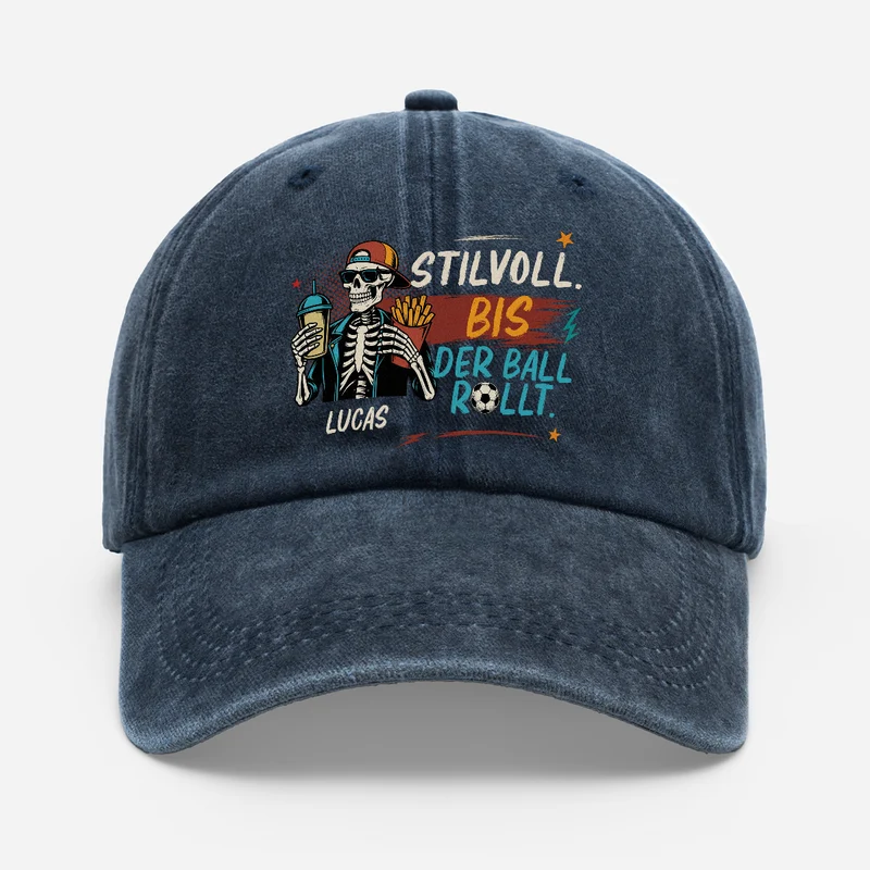 Stilvoll Bis Der Ball Rollt - Personalisierte Geschenke Lustig | Fussball Washed Cap