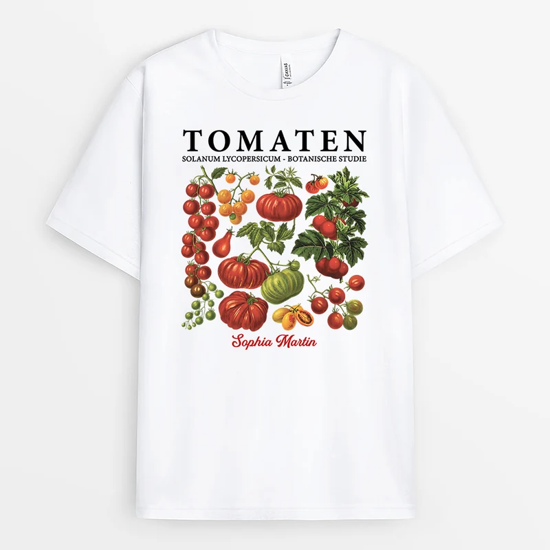 Tomaten Solanum Lycopersicum Botanische Studie - Personalisiertes Geschenk | Garten Shirt Damen Herren